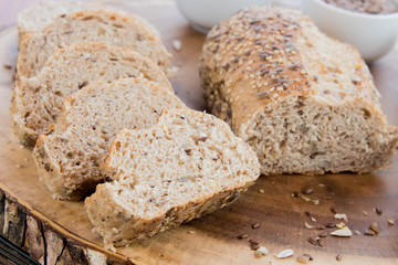 a fresh baked loaf of whole grains bread
