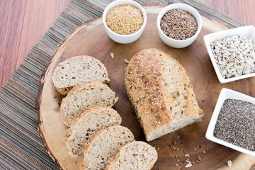 a fresh baked loaf of whole grains bread