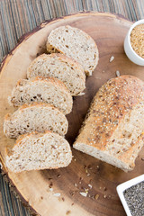 a fresh baked loaf of whole grains bread