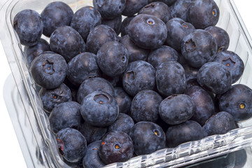 Ripe great bilberry in the box