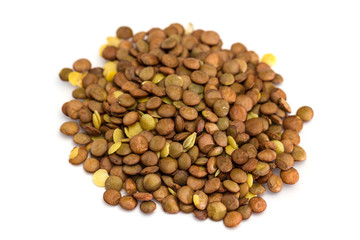 Lentils isolated on white background