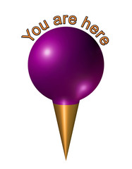 You are here pin icon in purple and gold