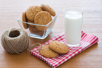 Oatmeal cookies and a glass of milk