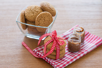 Oatmeal cookies and a glass of milk