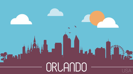 Orlando USA skyline silhouette vector illustration - obrazy, fototapety, plakaty