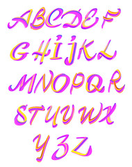 Vector alphabet. Hand drawn letters. Letters of the alphabet written with a oil paint.