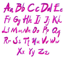 Vector alphabet. Hand drawn letters. Letters of the alphabet written with a oil paint.