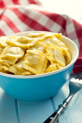cooked ravioli in bowl