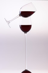 Wine glasses with red wine
