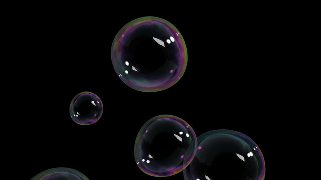 Beautiful Air Bubbles rising on black background. HD 1080.
