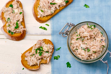 a mackerel paste on toasts from fried bread