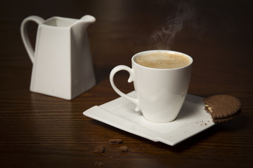 Cup of coffee with steam