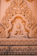 Fototapeta na wymiar Buddha Image with Thai Traditional Carving