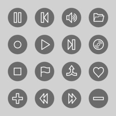 Media player web icons set