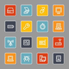 Computer components web icons set