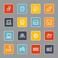 Computer components web icons set