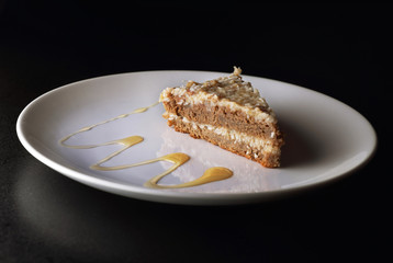 Cake on round white plate