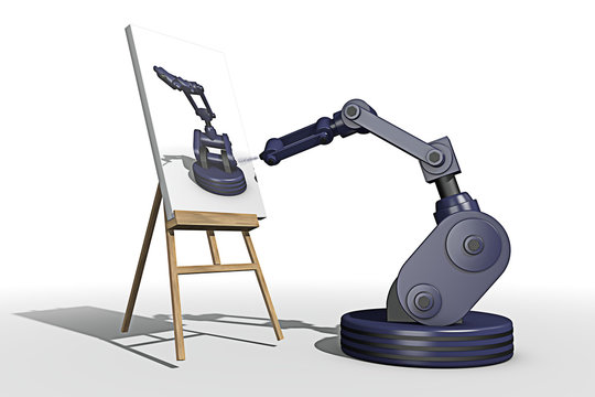 Zelfportret van een schilderende robot