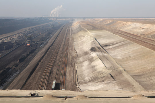Open-pit coal mining near Cottbus, Brandenburg, Germany.