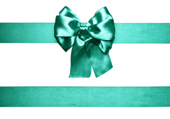 green bow and ribbon made from silk