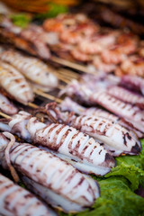 Raw thai skewer seafood