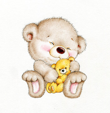 Teddy bear with baby bear