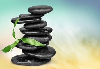 Shiatsu. Rocks with leaf