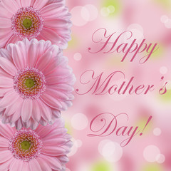 Happy Mother's Day card pink gerbera daisy abstract bokeh