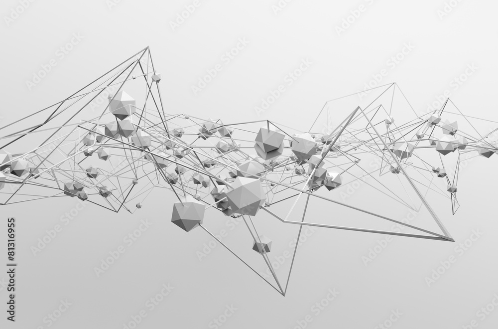 Poster abstract 3d rendering of chaotic structure.