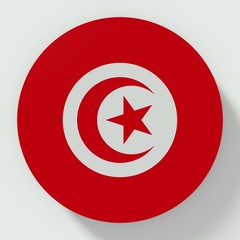 Button Tunisia flag isolated on white background