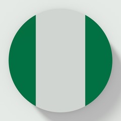 Button Nigeria flag isolated on white background