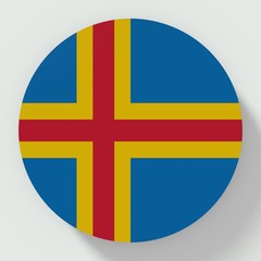 Button Aland Islands flag isolated on white background