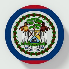 Button Belize flag isolated on white background