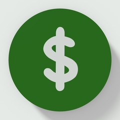 Button money symbol flag isolated on white background