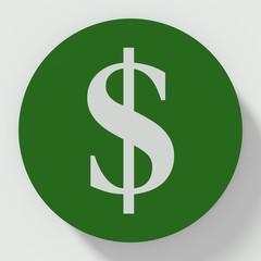 Button money symbol flag isolated on white background