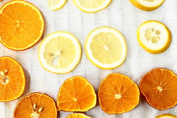 Fototapeta na wymiar Sliced orange and lemon