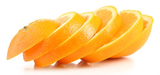 Naklejka na ściany i meble Juicy slices of orange isolated on white