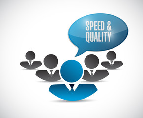speed and quality people sign illustration