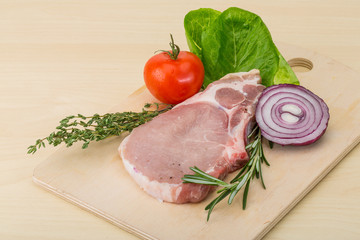 Raw pork steak