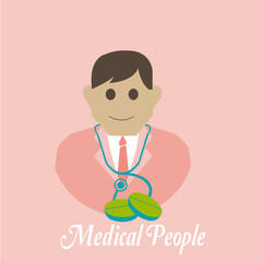Medical people and pills  over pink  color background