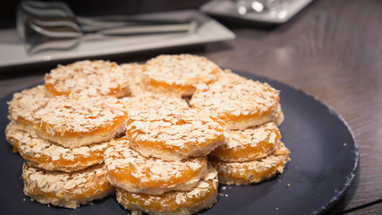 Apricot cookies on wooden table