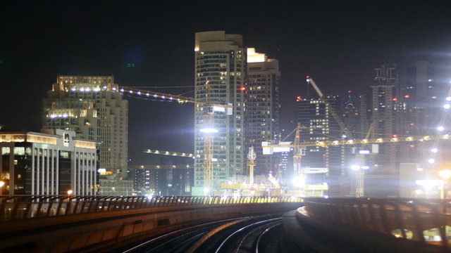 Nightscape view from Dubai metro