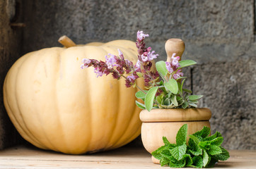Still life of aromatic herbs.