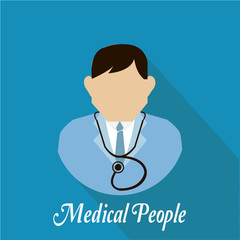 Medical people stethoscope over blue color  background
