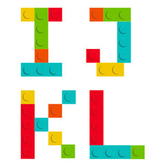 Alphabet set made of toy construction blocks isolated iso