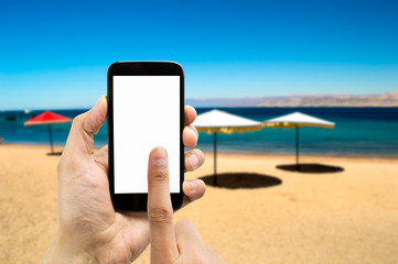 touching on the beach