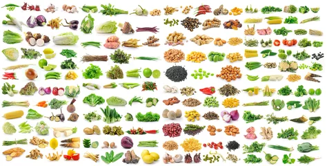 Fotobehang Groenten set van groente op witte achtergrond