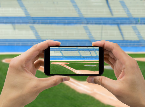 photographing a baseball stadium