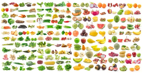 Poster Im Rahmen Satz Gemüse und Obst auf weißem Hintergrund © sommai