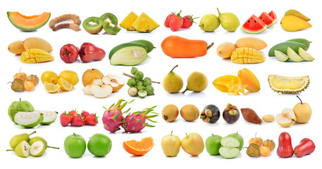 set of fruit on a white background